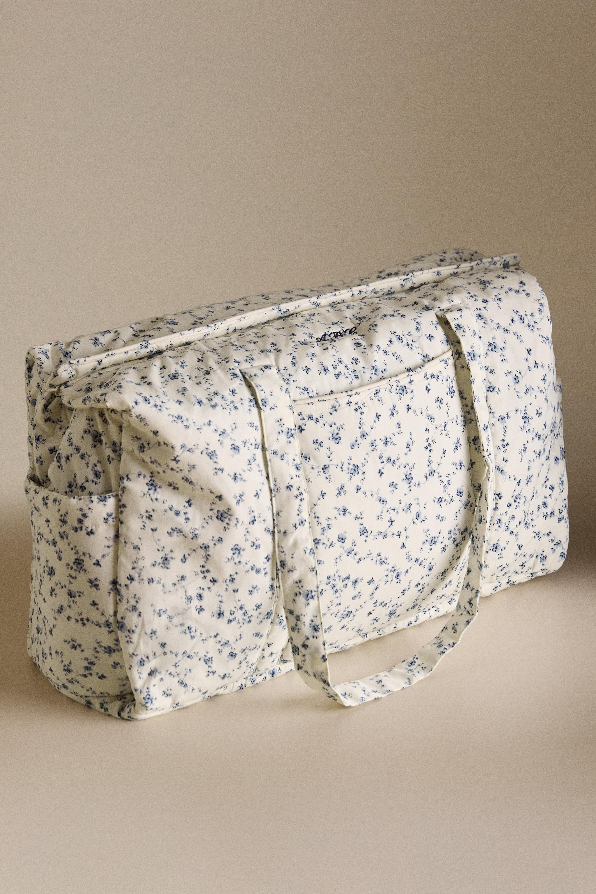 COTTON BLUE FLORAL DIAPER BAG